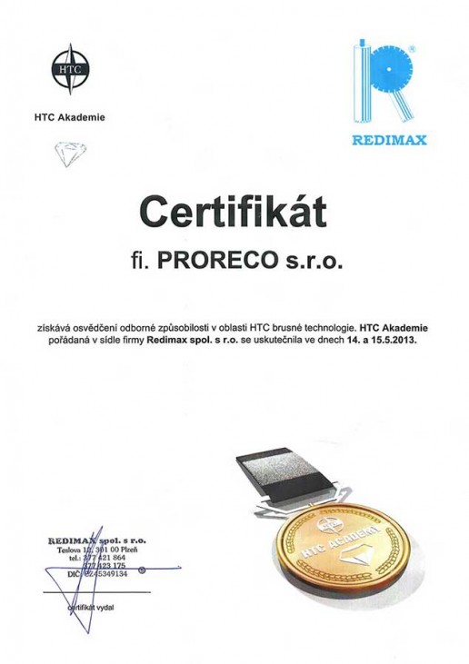 certifikát HTC